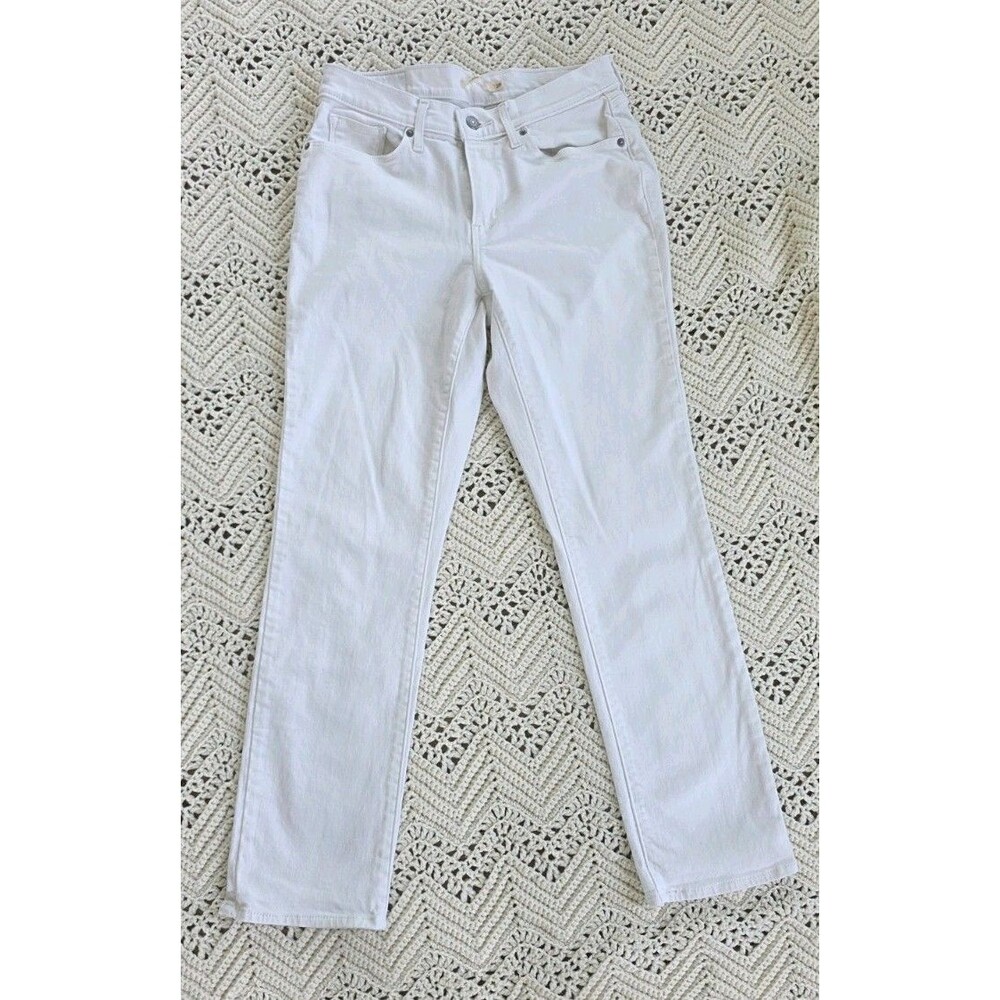 Levi's Classic Straight Jeans Women's White Mid Rise Stretch Denim Pants W28 L30